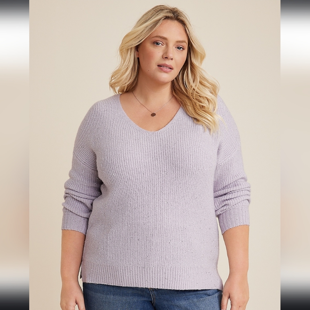 Lavender sequin sweater NWOT